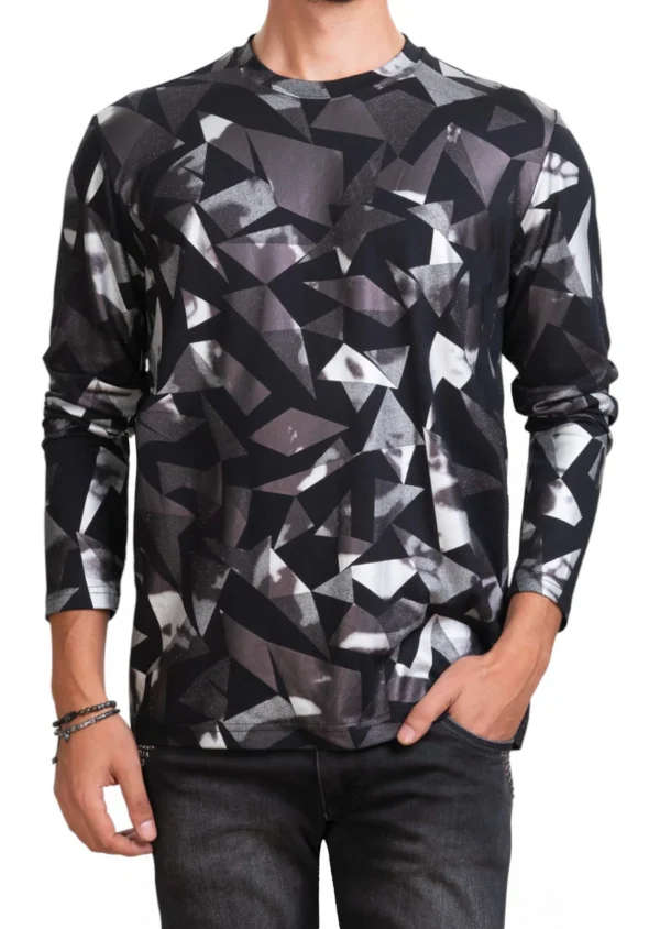 Black Silver Triangle Knit Tee