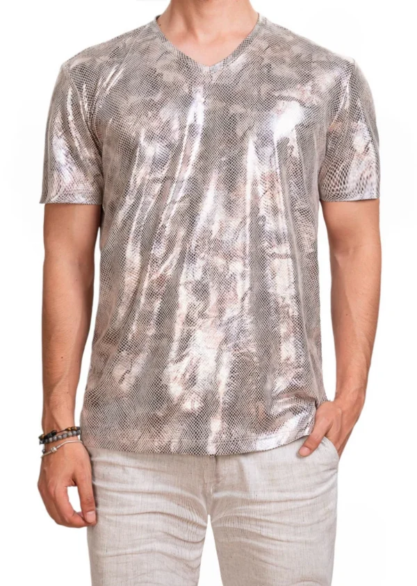 Beige Gold Alligator Snake Tee