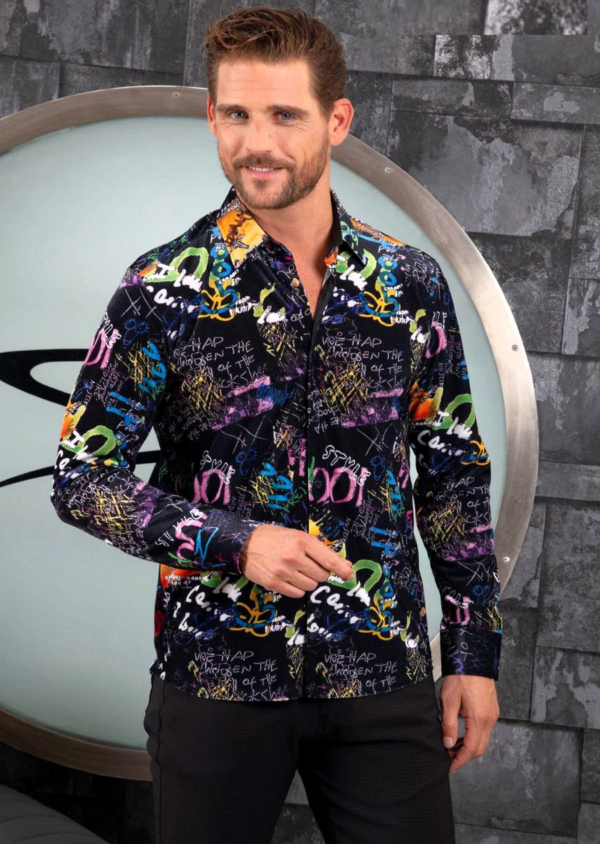 Black Graffiti Velvet Shirt