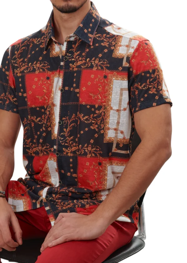 Black Chain Linen Blend Shirt - Image 2