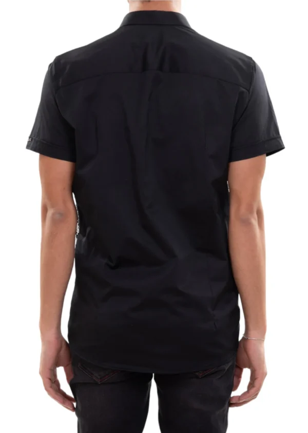 Black Silver Zigzag Sequin Stretch Shirt - Image 2