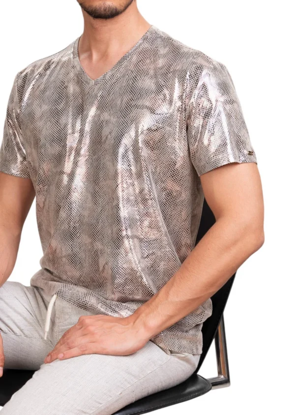 Beige Gold Alligator Snake Tee - Image 2