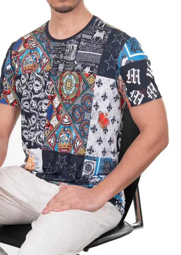 Black Collage Star Linen Tee - Image 2
