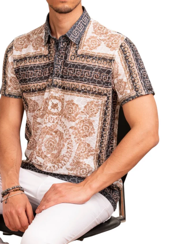Brown Beige Devore Baroque Polo - Image 2