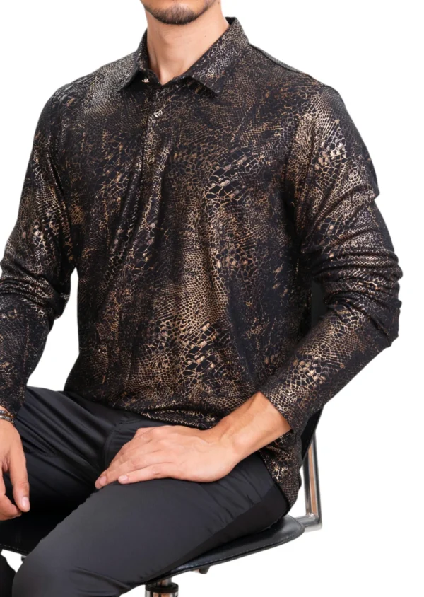 Black Gold Snake Knit Polo - Image 2