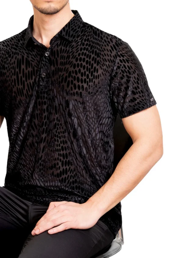 Black Polkadot Velvet Polo - Image 2