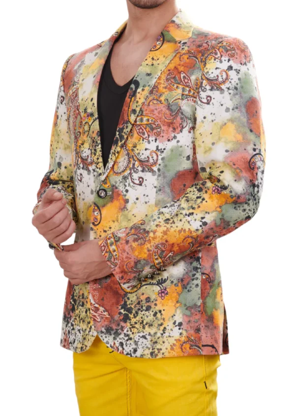 White Yellow Floral Print Blazer - Image 2