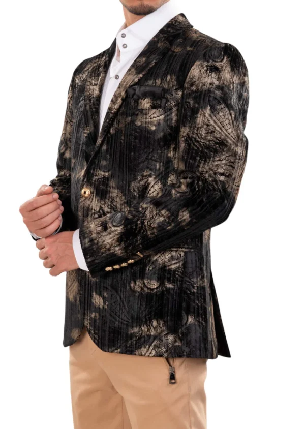 Black Gold Paisley Velvet Blazer - Image 2