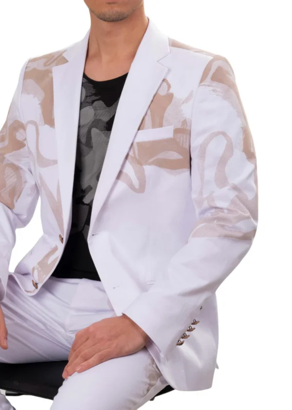 White Cloud Print 2-Pieces Suit - Image 2