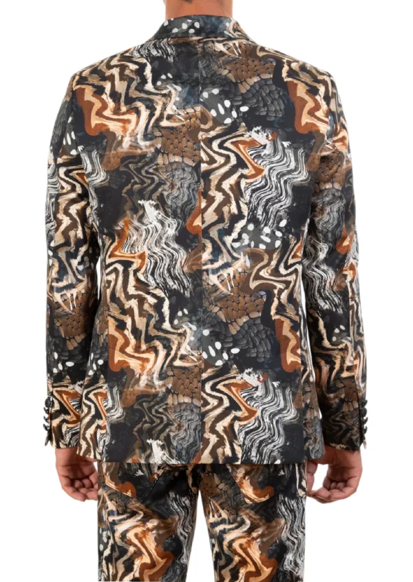Brown Abstract Wave 2-Pieces Suit - Image 2