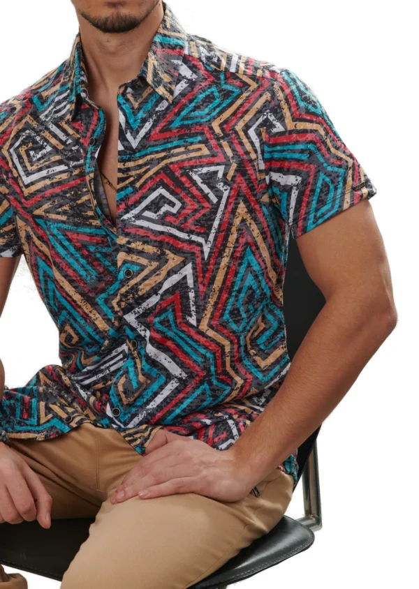 Red Triangle Linen Blend Shirt - Image 2