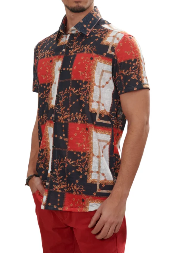 Black Chain Linen Blend Shirt - Image 3