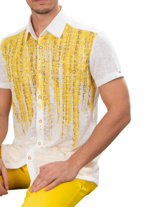 Yellow Matrix Degraded Linen Shirt - Image 3