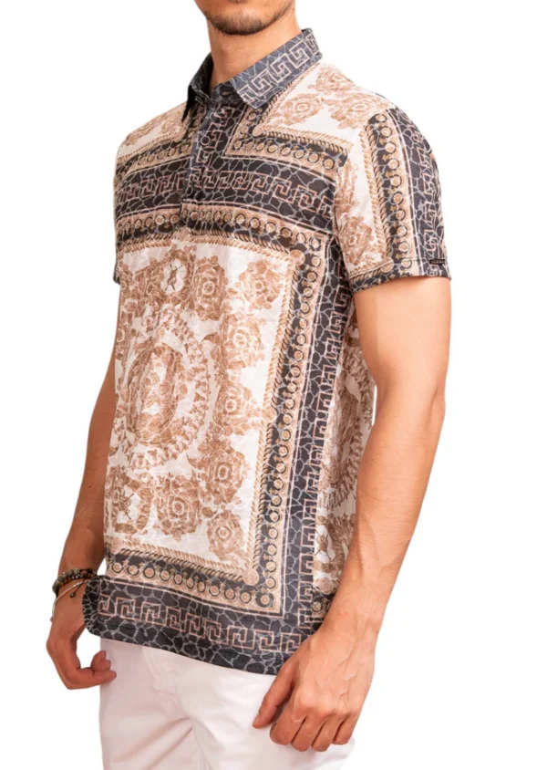 Brown Beige Devore Baroque Polo - Image 3