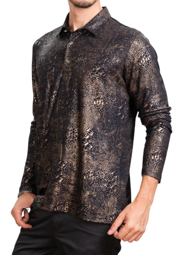 Black Gold Snake Knit Polo - Image 3