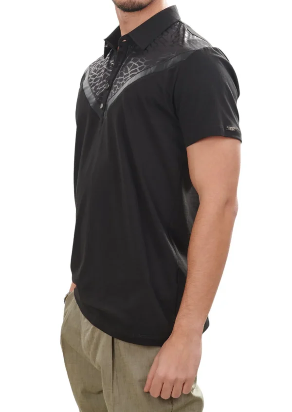 Black Partial Tech Snake Polo - Image 3