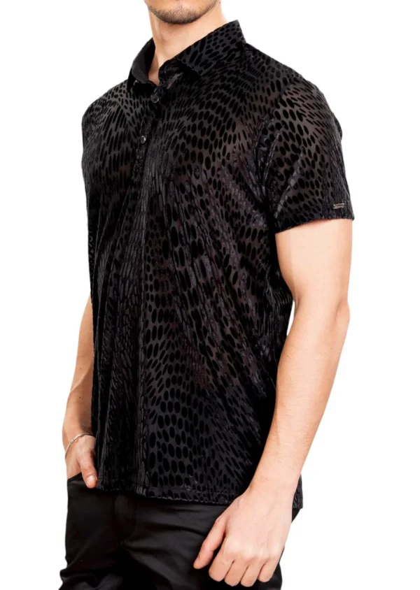 Black Polkadot Velvet Polo - Image 3