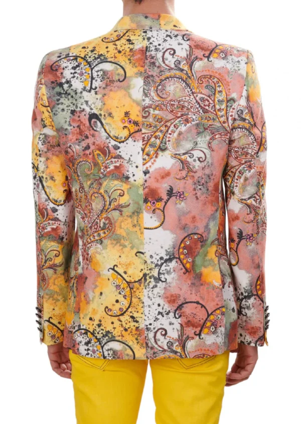White Yellow Floral Print Blazer - Image 3