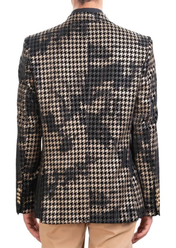 Black Houndstooth Velvet Blazer - Image 3