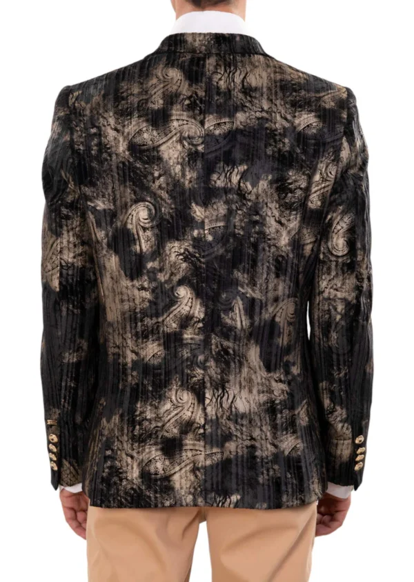 Black Gold Paisley Velvet Blazer - Image 3