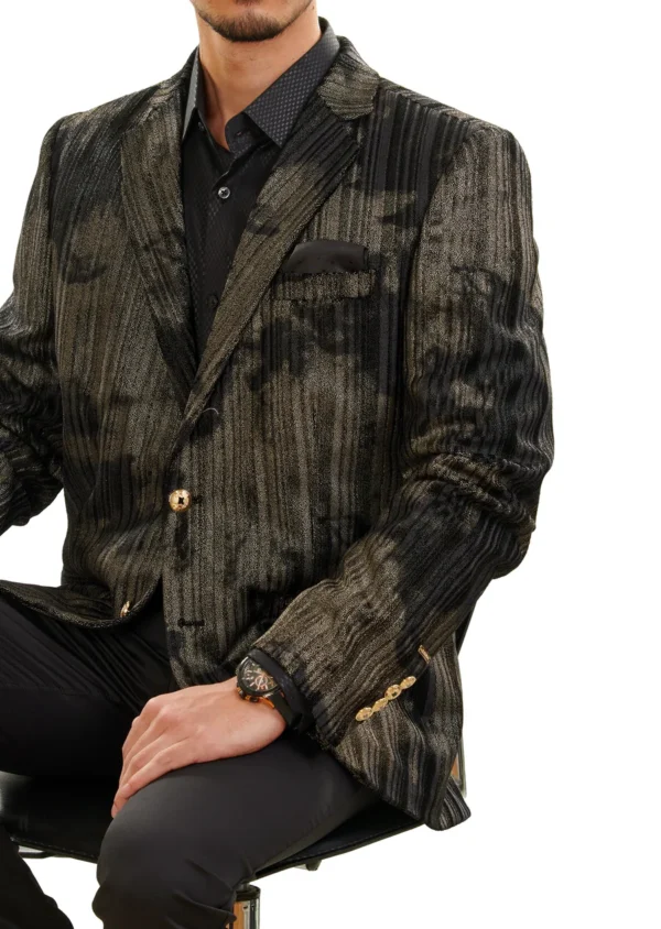 Black Gold Cloudy Velvet Blazer - Image 3