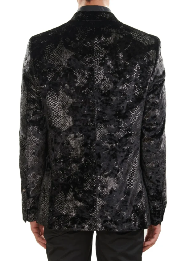 Black Silver Faded Velvet Blazer - Image 3
