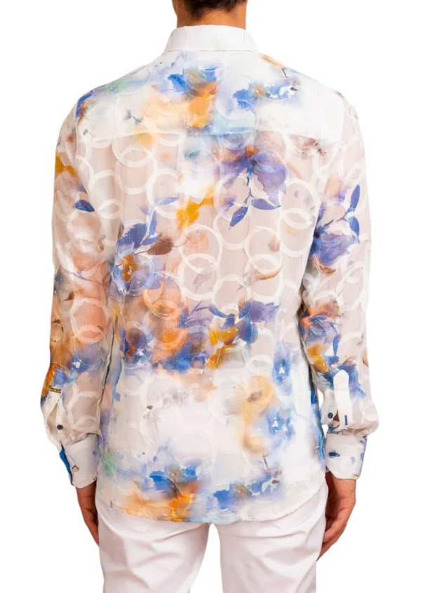 White Blue Ruffled Lace Shirt - Image 3