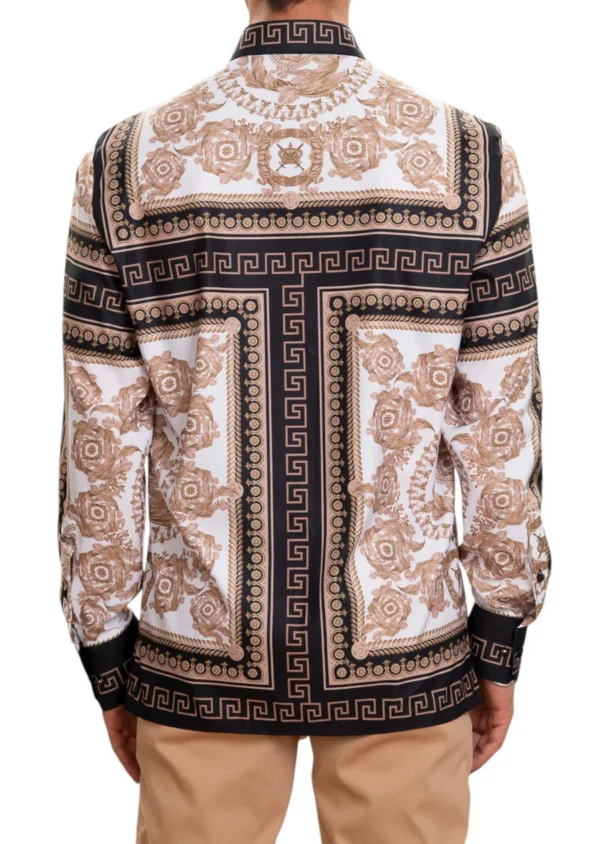 Black Brown Baroque Silky Shirt - Image 3