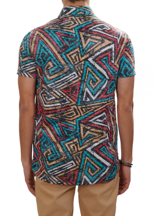 Red Triangle Linen Blend Shirt - Image 3