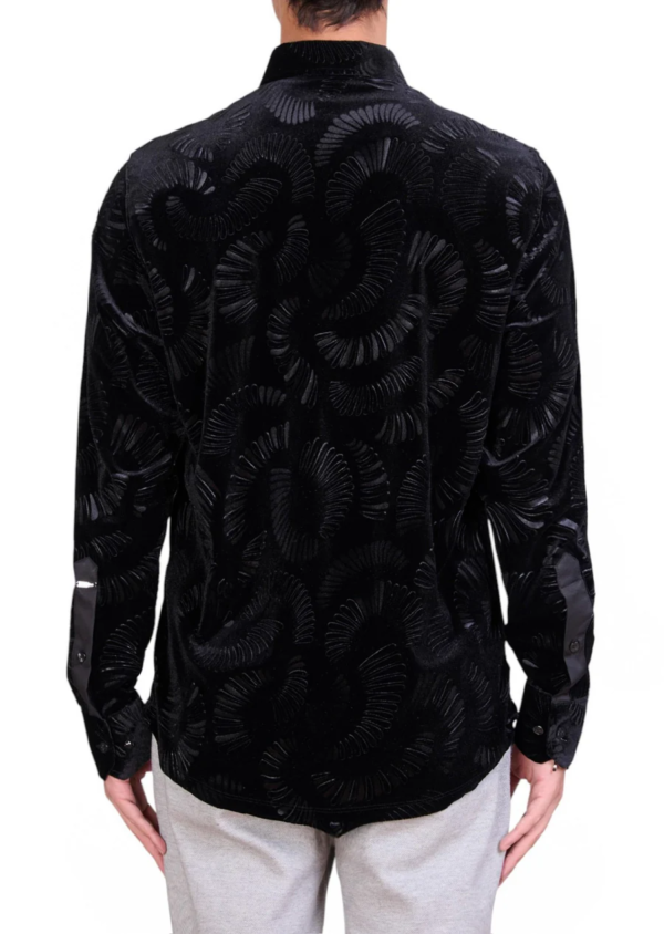 Black Emboss Swirl Velvet Shirt - Image 4