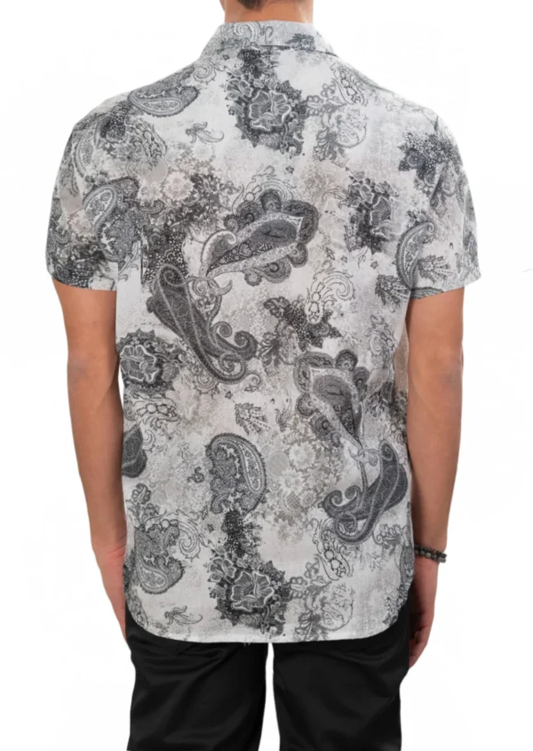 Black Paisley Linen Blend Shirt - Image 4