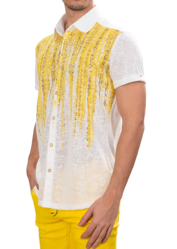 Yellow Matrix Degraded Linen Shirt - Image 4