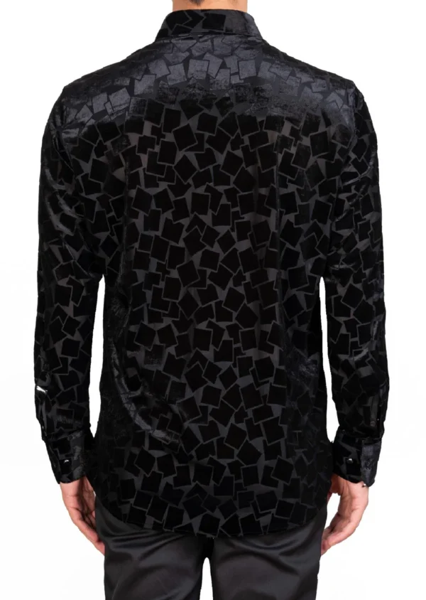 Black Micro Square Velvet Shirt - Image 3