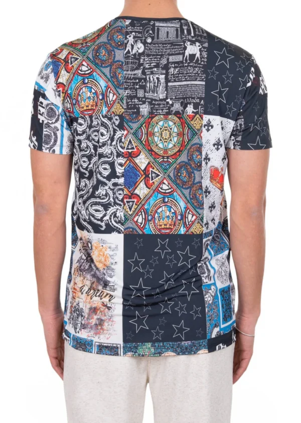 Black Collage Star Linen Tee - Image 4