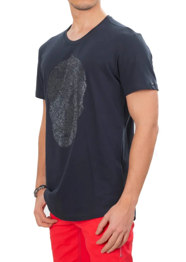 Navy Bandana Skull Rhinestone Tee - Image 4