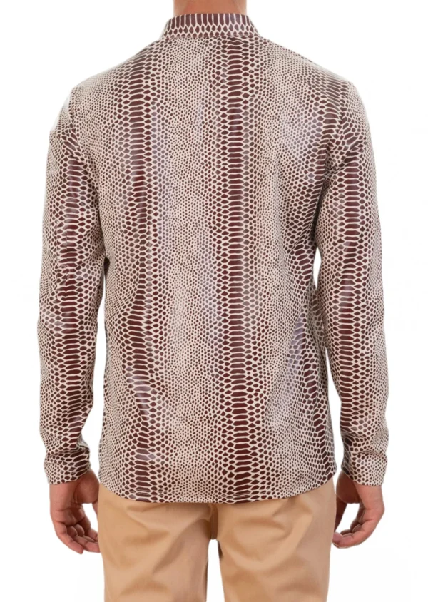 Brown Alligator Tech Long Sleeve Polo - Image 4