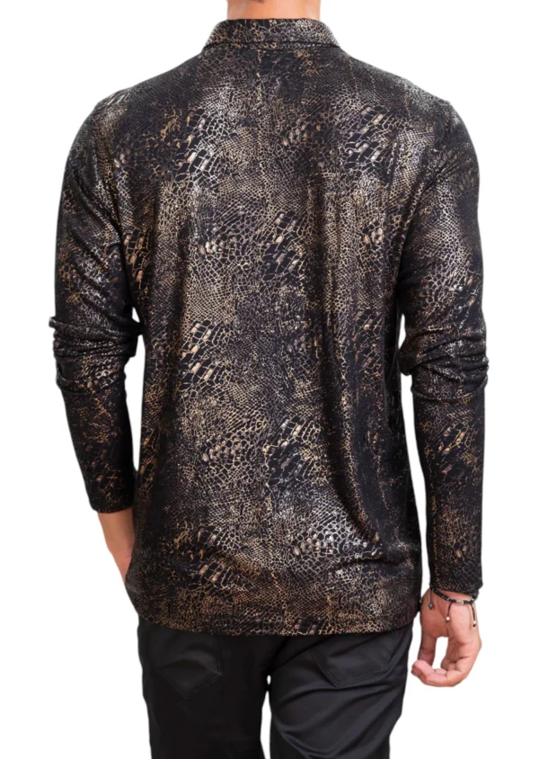 Black Gold Snake Knit Polo - Image 4