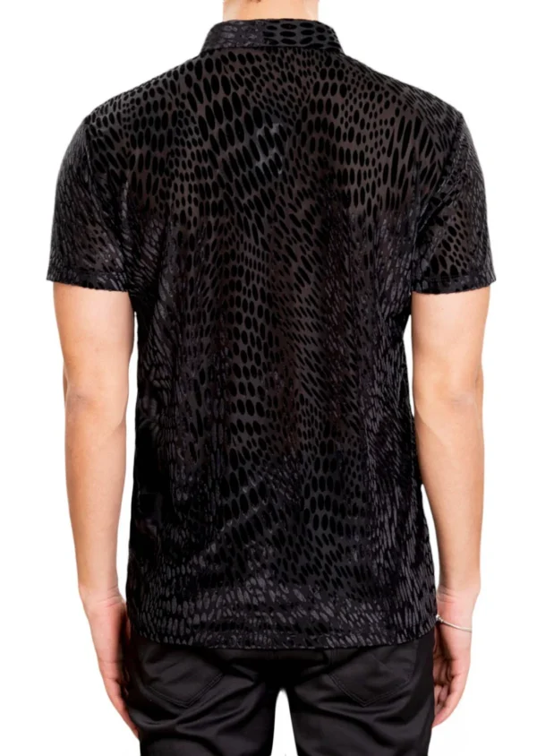 Black Polkadot Velvet Polo - Image 4