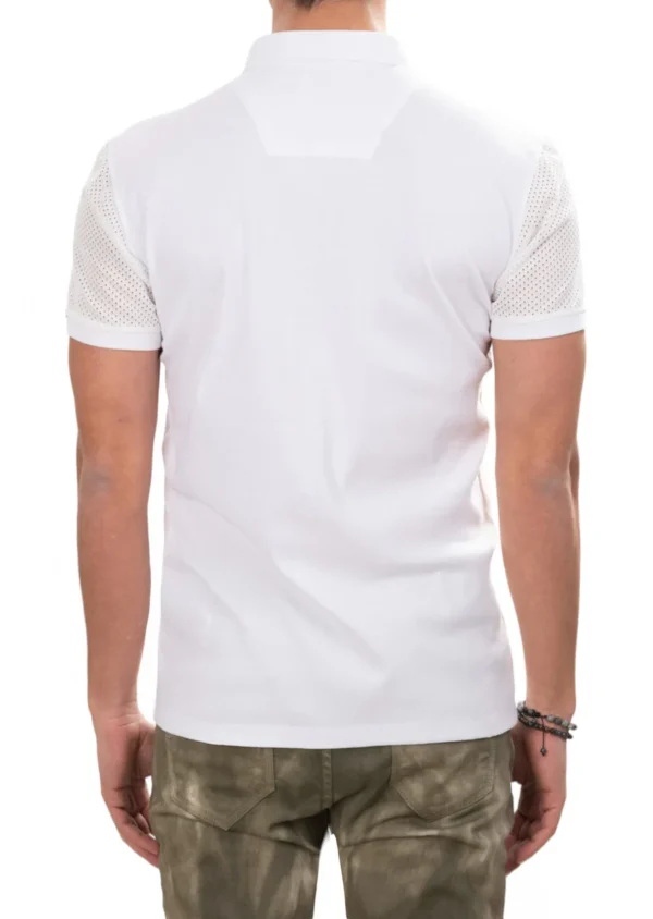White Partial Lace Detailed Polo - Image 4
