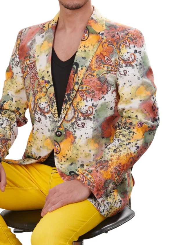 White Yellow Floral Print Blazer - Image 4