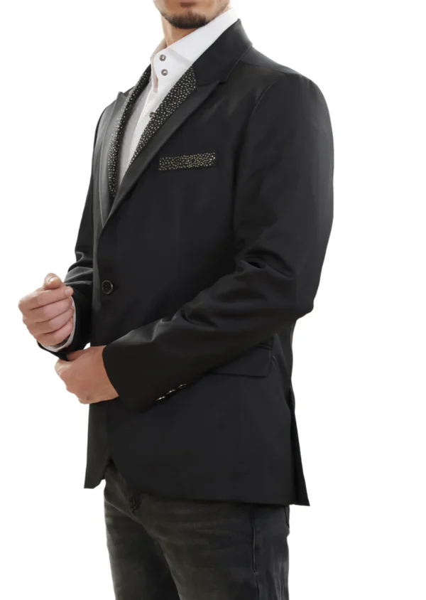 Black Collar Rhinestone Blazer - Image 4