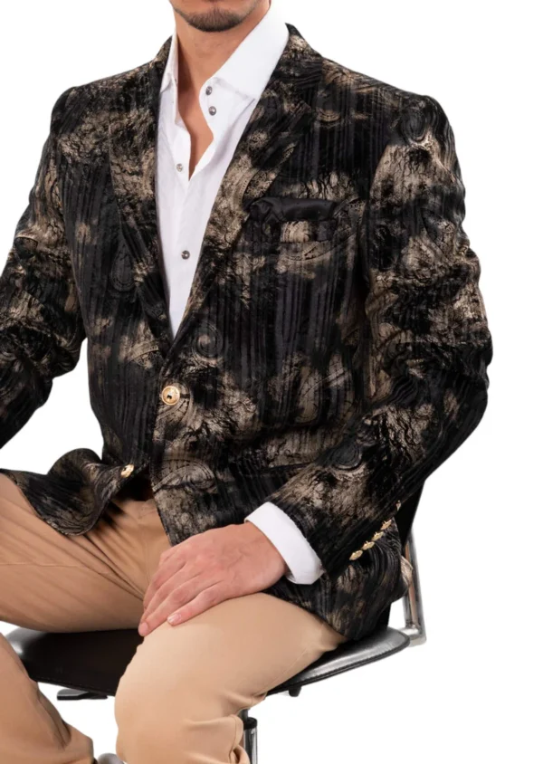 Black Gold Paisley Velvet Blazer - Image 4