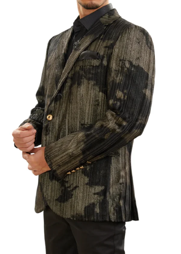 Black Gold Cloudy Velvet Blazer - Image 4