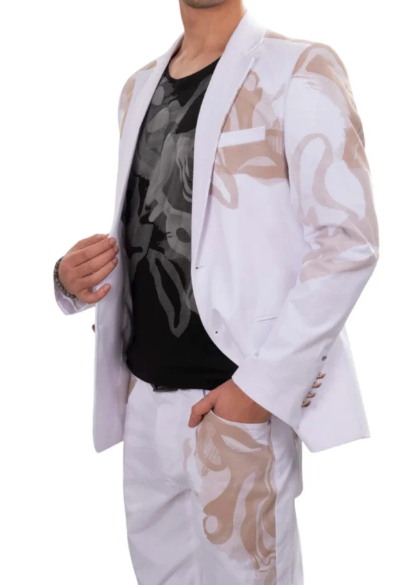 White Cloud Print 2-Pieces Suit - Image 4