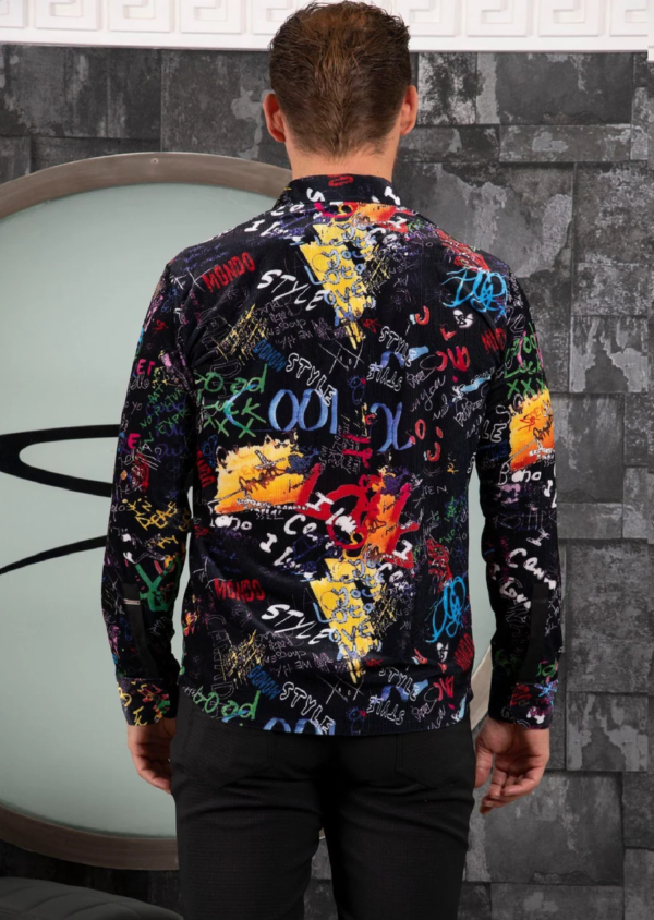 Black Graffiti Velvet Shirt - Image 7