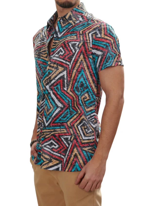 Red Triangle Linen Blend Shirt - Image 4