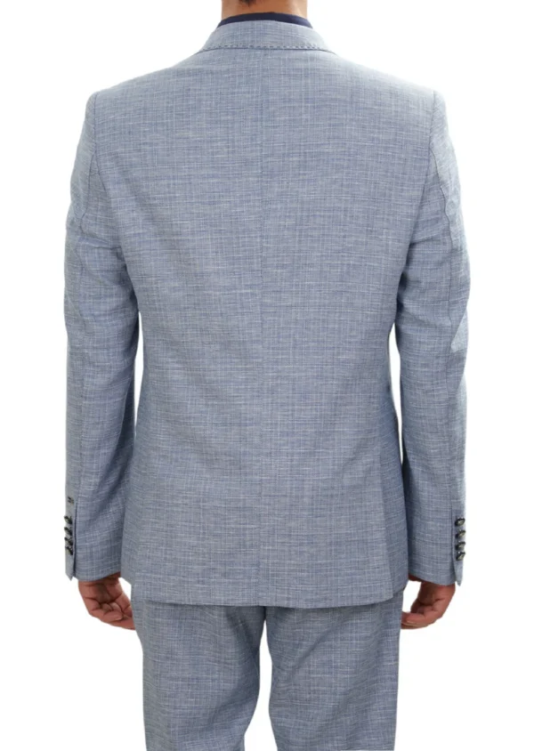 Blue Faded Plaid Linen-Blend Suit - Image 5