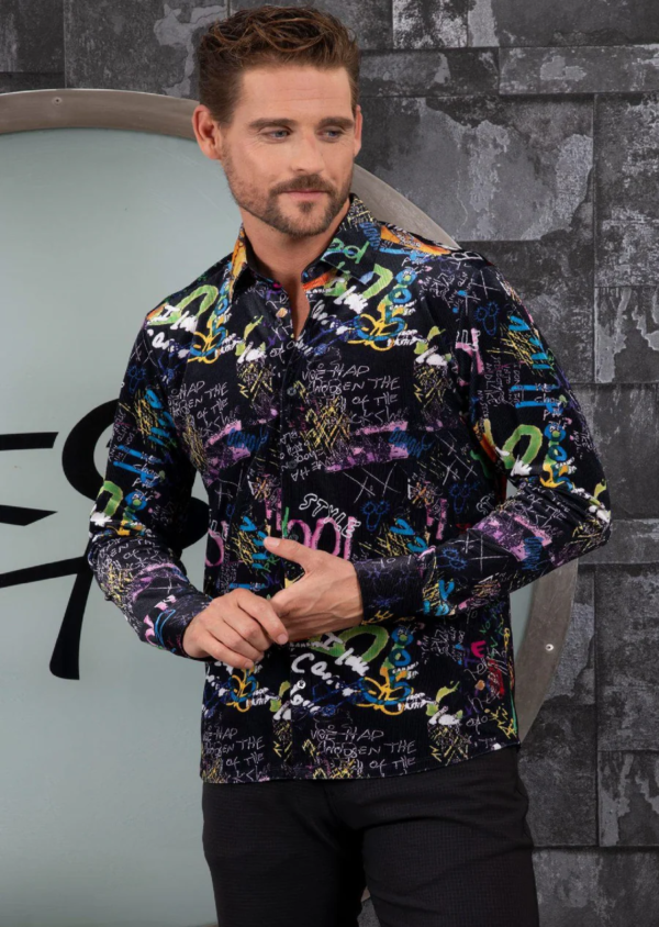 Black Graffiti Velvet Shirt - Image 6