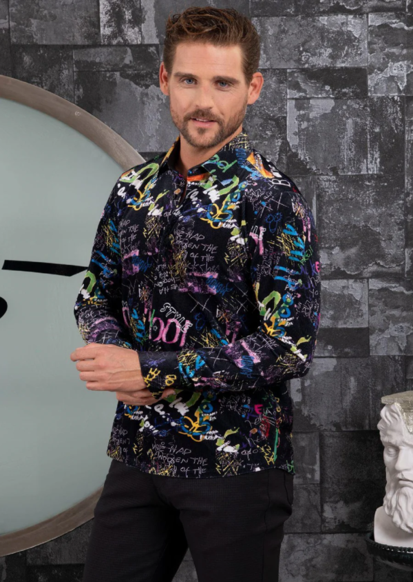 Black Graffiti Velvet Shirt - Image 4
